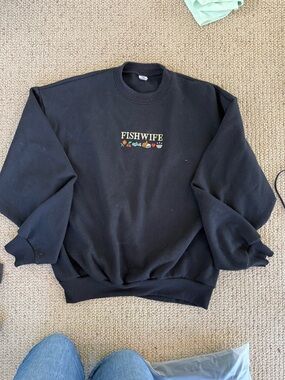 Black Crewneck Sweatshirt - Women’s embroidered FISHWIFE gear
